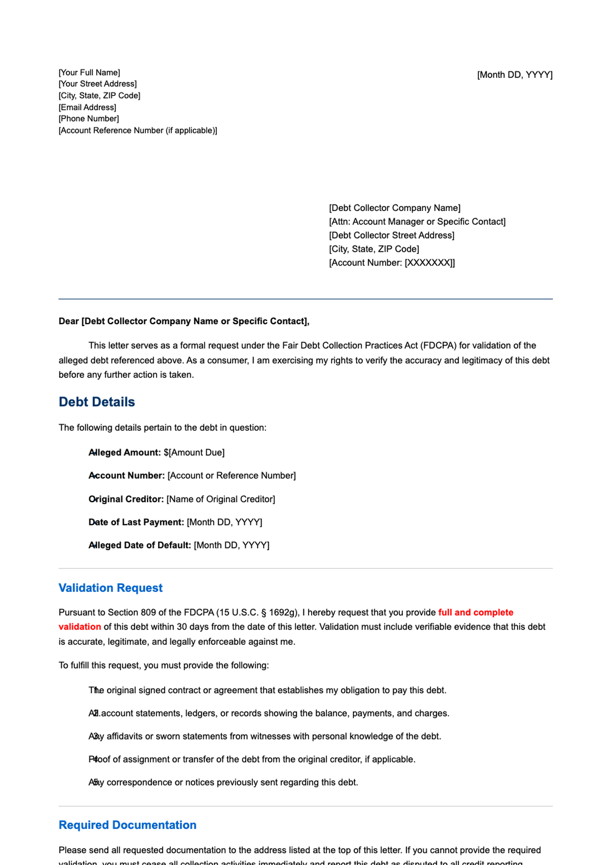Debt validation letter vs debt verification letter comparison infographic_variant_2